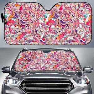 Pastel Bohemian Floral Car Auto Sun Shade