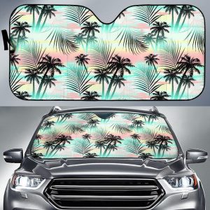 Pastel Palm Tree Car Auto Sun Shade