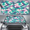 Pastel Teal And Purple Camouflage Car Auto Sun Shade