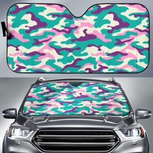 Pastel Teal And Purple Camouflage Car Auto Sun Shade