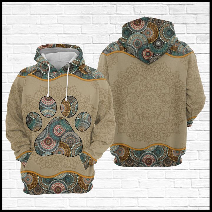 Pawprint Mandala 3D Printed Hoodie/Zipper Hoodie Pawprint Mandala 3D Printed Hoodie/Zipper Hoodie