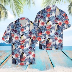 Penguin Hawaiian Shirt Summer Button Up