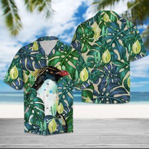 Penguin Tropical Leaves Hawaiian Shirt Summer Button Up