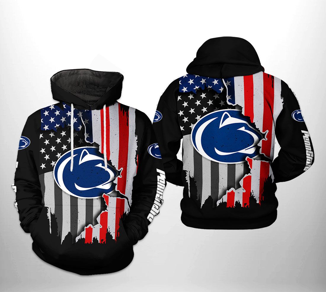 Penn State Nittany Lions NCAA US Flag 3D Printed Hoodie/Zipper Hoodie Penn State Nittany Lions NCAA US Flag 3D Printed Hoodie/Zipper Hoodie