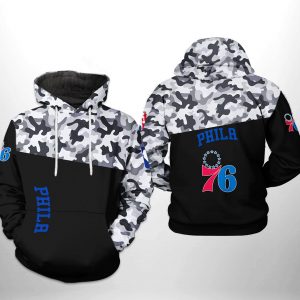 Philadelphia 76ers NBA Camo Veteran Team 3D Printed Hoodie/Zipper Hoodie