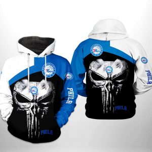 Philadelphia 76ers NBA Skull Punisher Team 3D Printed Hoodie/Zipper Hoodie