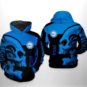 Philadelphia 76ers NBA Skull Team 3D Printed Hoodie/Zipper Hoodie