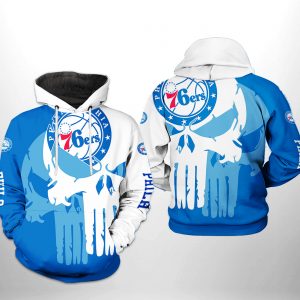 Philadelphia 76ers NBA Team Skull 3D Printed Hoodie/Zipper Hoodie