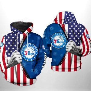 Philadelphia 76ers NBA US Flag Team 3D Printed Hoodie/Zipper Hoodie