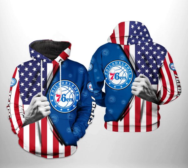 Philadelphia 76ers NBA US Flag Team 3D Printed Hoodie/Zipper Hoodie