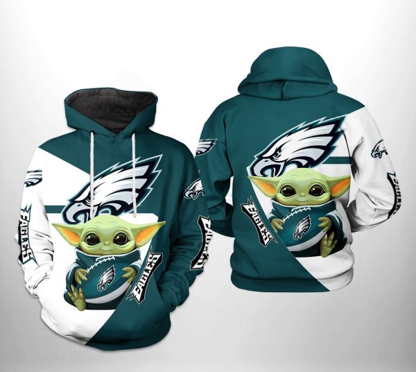 Philadelphia Eagles NFL Baby Yoda Team 3D Printed Hoodie/Zipper Hoodie