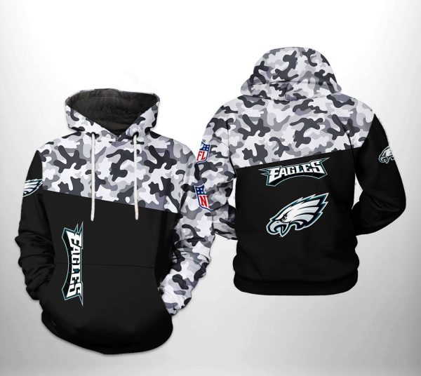 Philadelphia Eagles NFL Camo Veteran Team 3D Printed Hoodie/Zipper Hoodie