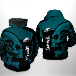 Philadelphia Eagles NFL Skull 3D Printed Hoodie/Zipper Hoodie