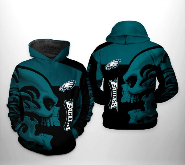 Philadelphia Eagles NFL Skull 3D Printed Hoodie/Zipper Hoodie