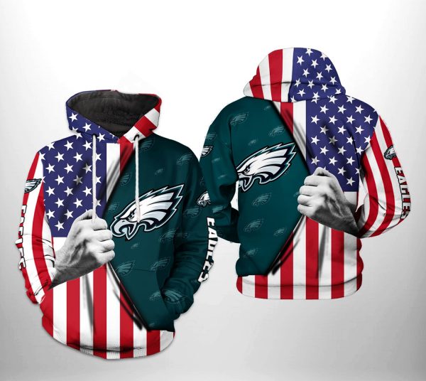 Philadelphia Eagles NFL US Flag Team 3D Printed Hoodie/Zipper Hoodie