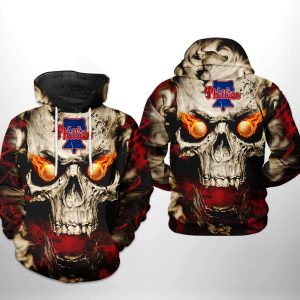 Philadelphia Phillies MLB Skull 3D Printed Hoodie/Zipper Hoodie