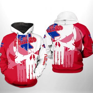 Philadelphia Phillies MLB Team Skull 3D Printed Hoodie/Zipper Hoodie