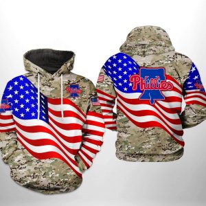 Philadelphia Phillies MLB US Flag Camo Veteran 3D Printed Hoodie/Zipper Hoodie