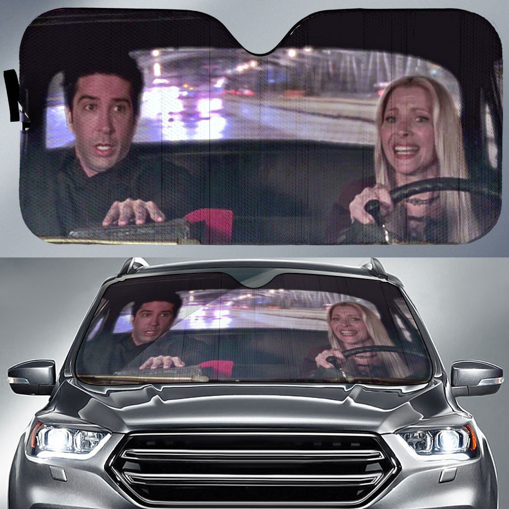 Phoebe And Ross Driving Taxi Car Auto Sun Shade Phoebe And Ross Driving Taxi Car Auto Sun Shade