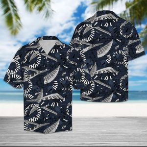 Piano Flying Hawaiian Shirt Summer Button Up