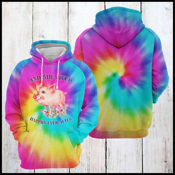 Pig Happy Tie Dye 3D Printed Hoodie/Zipper Hoodie Pig Happy Tie Dye 3D Printed Hoodie/Zipper Hoodie