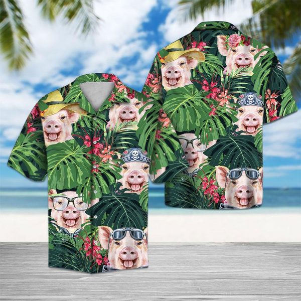 Pig Hawaiian Shirt Summer Button Up