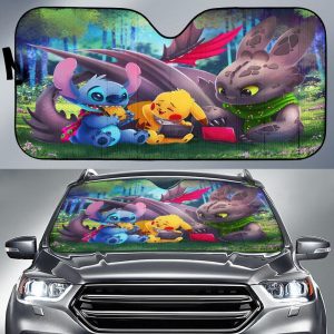 Pikachu Toothles Stitchs Car Auto Sun Shade