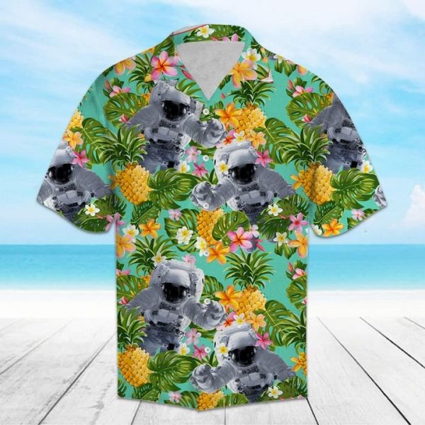 Pineapple Astronaut Hawaiian Shirt Summer Button Up