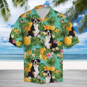 Pineapple Entlebucher Mountain Dog Hawaiian Shirt Summer Button Up