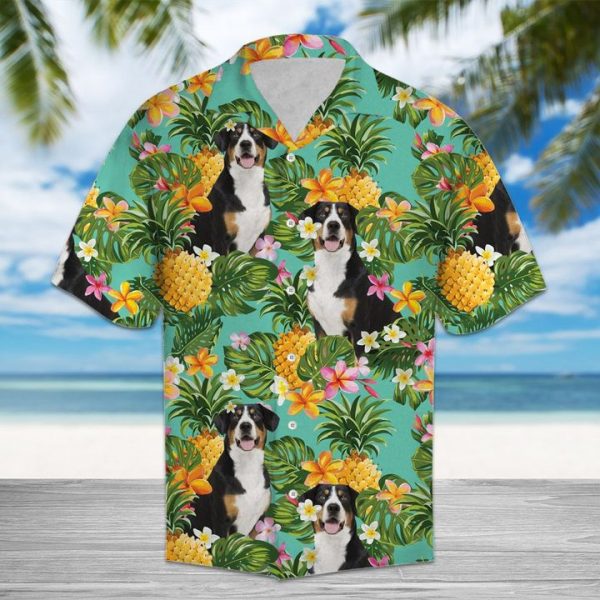 Pineapple Entlebucher Mountain Dog Hawaiian Shirt Summer Button Up