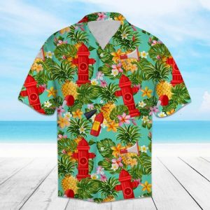 Pineapple Firefighter Hawaiian Shirt Summer Button Up