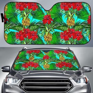 Pineapple Hibiscus Hawaii Car Auto Sun Shade
