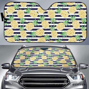 Pineapples Pattern Striped Car Auto Sun Shade