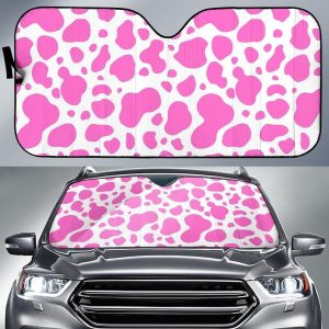 Pink And White Cow Car Auto Sun Shade