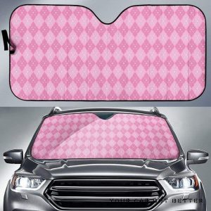 Pink Argyle Car Auto Sun Shade