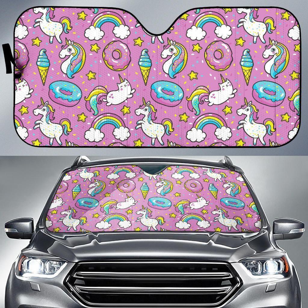 Pink Girly Unicorn Donut Car Auto Sun Shade Pink Girly Unicorn Donut Car Auto Sun Shade