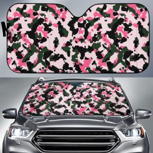Pink Green And Black Camouflage Car Auto Sun Shade