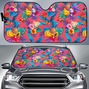 Pink Hawaiian Fruits Car Auto Sun Shade