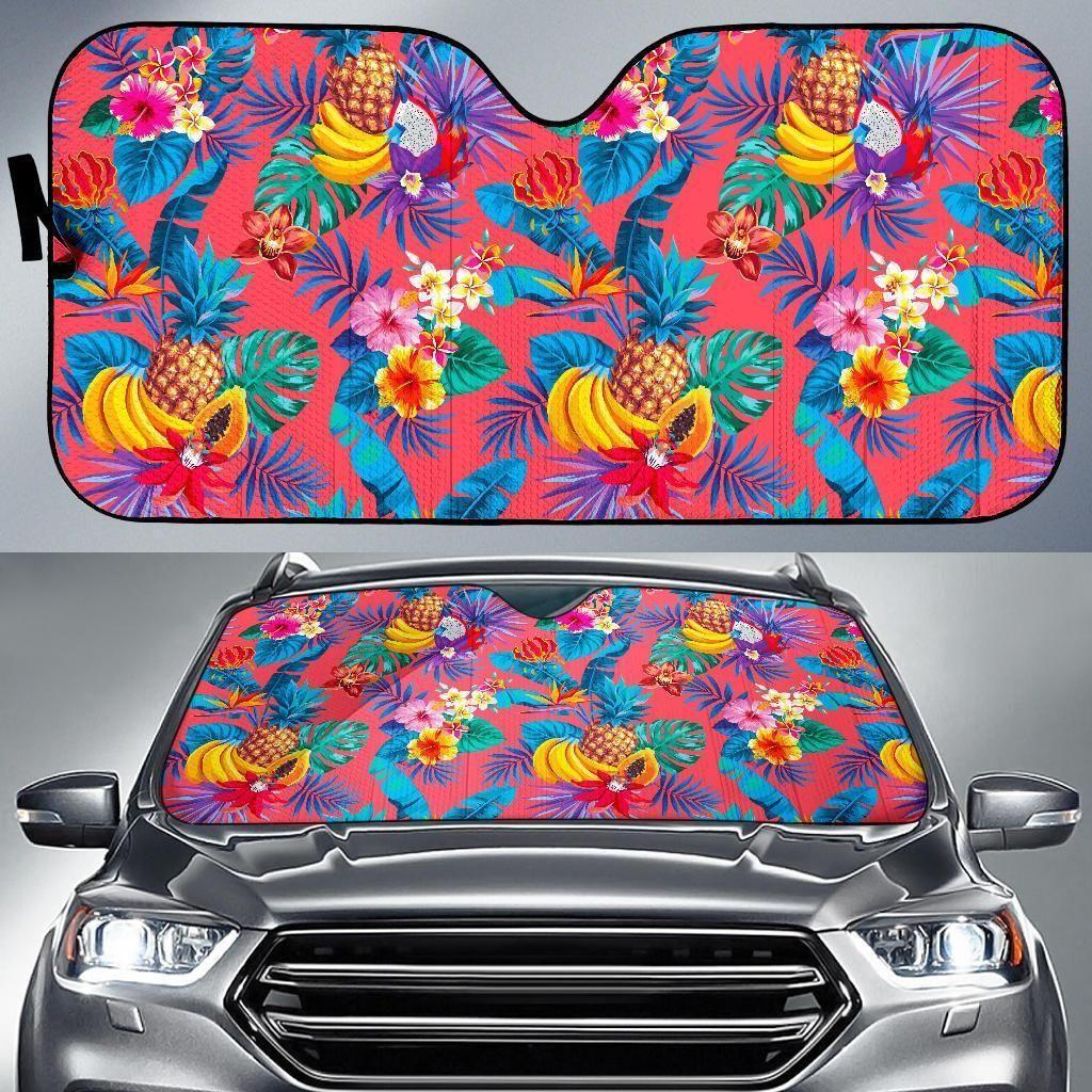 Pink Hawaiian Fruits Car Auto Sun Shade Pink Hawaiian Fruits Car Auto Sun Shade