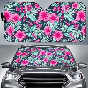 Pink Hibiscus Tropical Car Auto Sun Shade