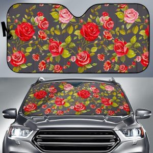 Pink Red Rose Floral Car Auto Sun Shade