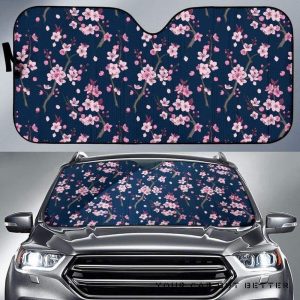 Pink Sakura Cherry Blossom Blue Car Auto Sun Shade