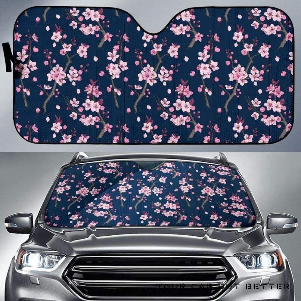 Pink Sakura Cherry Blossom Blue Car Auto Sun Shade Pink Sakura Cherry Blossom Blue Car Auto Sun Shade