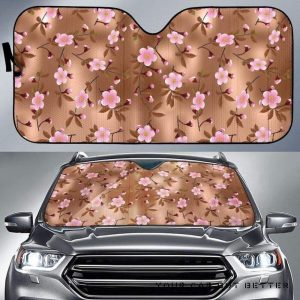 Pink Sakura Cherry Blossom Drak Brown Car Auto Sun Shade