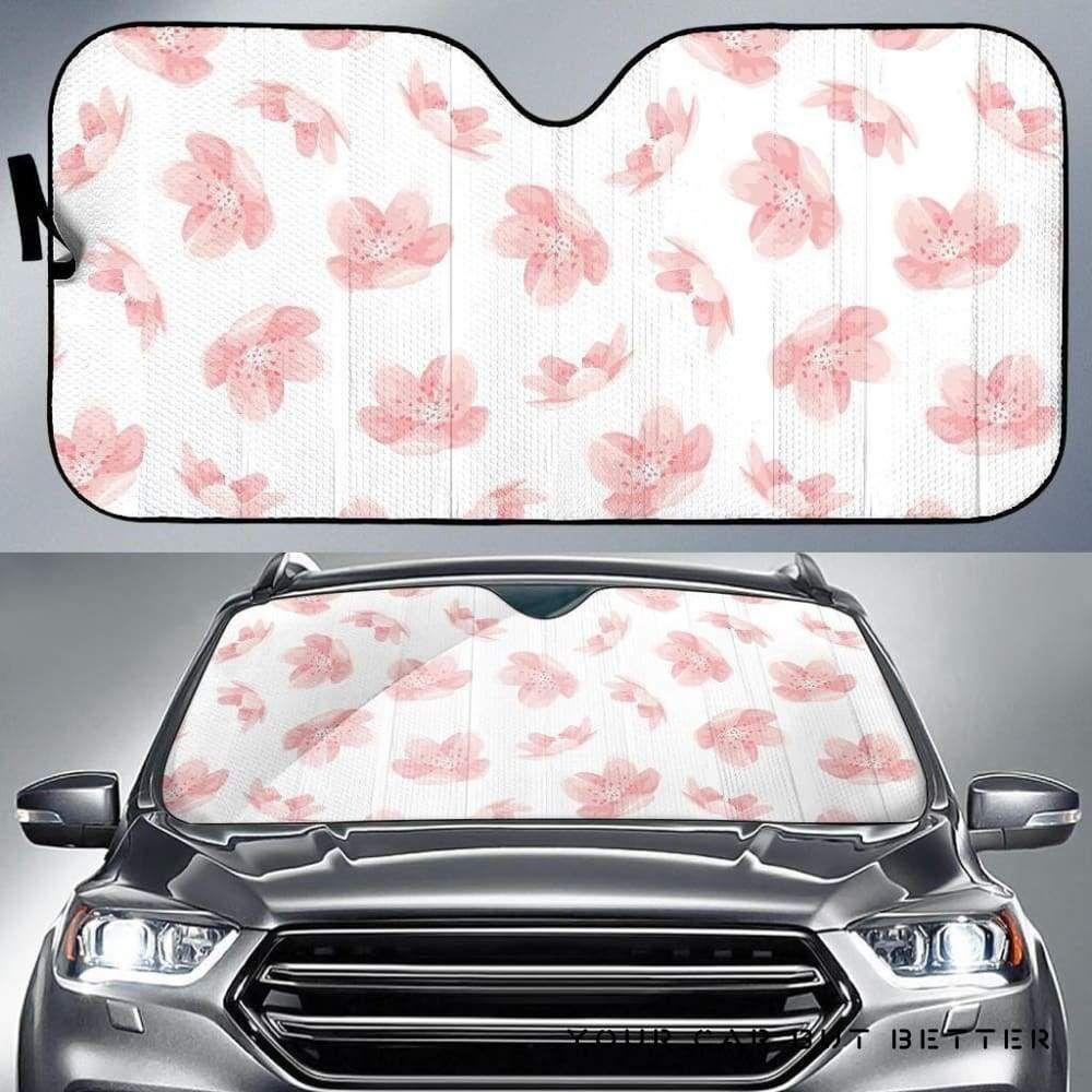 Pink Sakura Cherry Blossom Pattern Car Auto Sun Shade Pink Sakura Cherry Blossom Pattern Car Auto Sun Shade