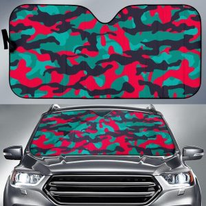 Pink Teal And Black Camouflage Car Auto Sun Shade