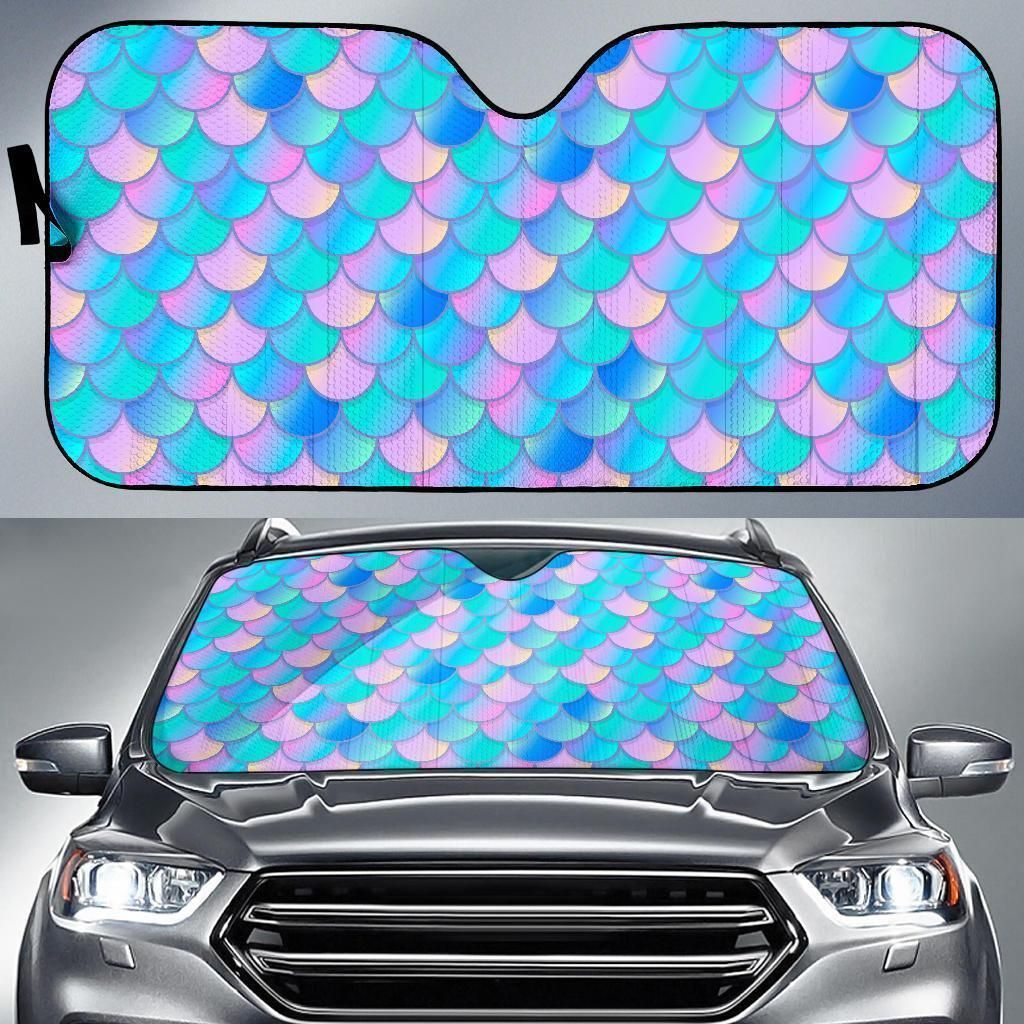 Pink Teal Mermaid Scales Car Auto Sun Shade Pink Teal Mermaid Scales Car Auto Sun Shade