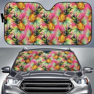 Pink Watercolor Pineapple Car Auto Sun Shade