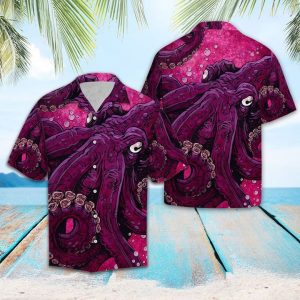 Pinky Octopus Hawaiian Shirt Summer Button Up