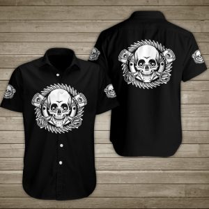 Piston Skull Hawaiian Shirt Summer Button Up